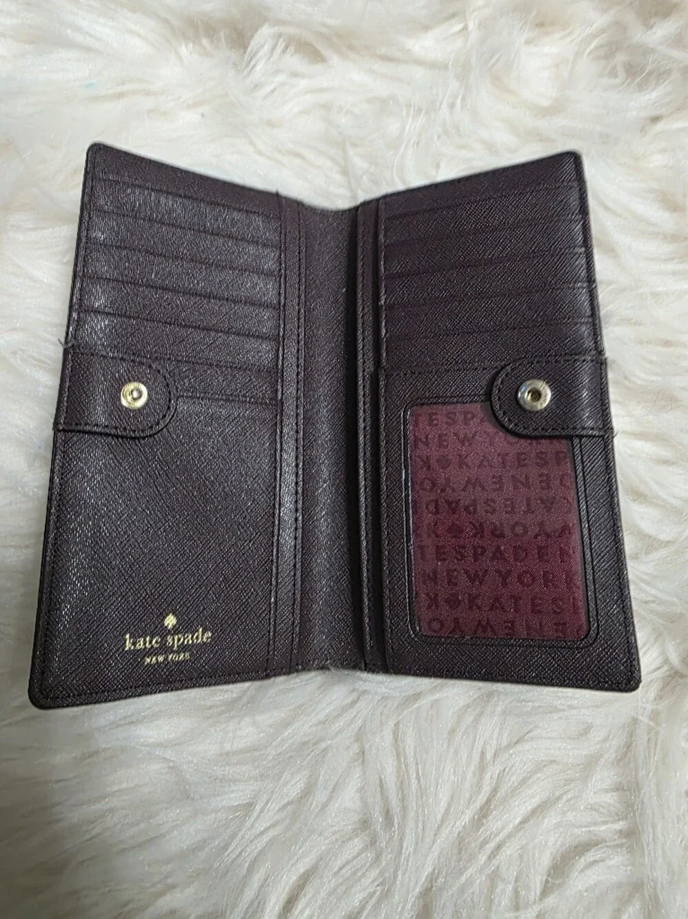 Kate Spade Deep Plum Leather Zip Continental Wallet